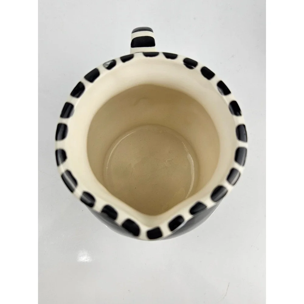 Lynn Morris Signed 3 Piece‎ Ceramic Creamer Sugar Set Polka Dot Black